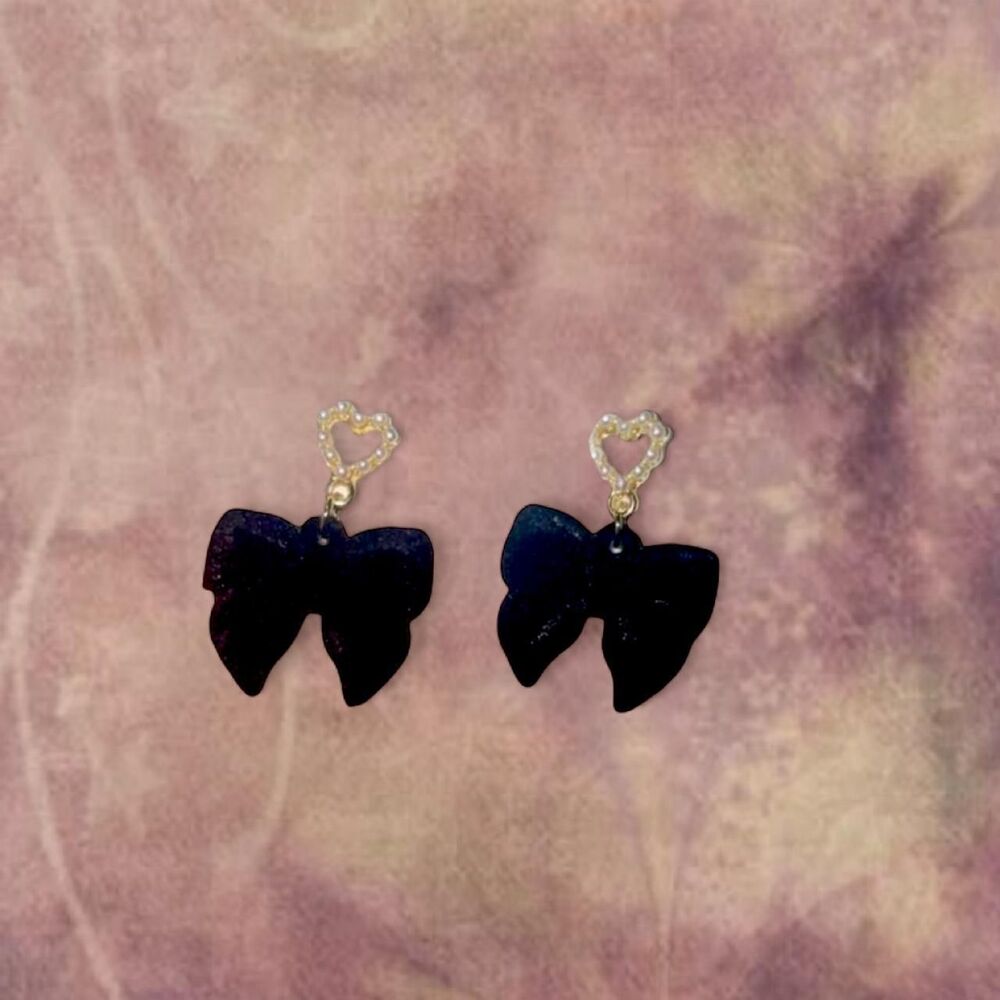 ꧁ᬊᬁ 90s style coquette velvet bow earrings ᬊ᭄꧂